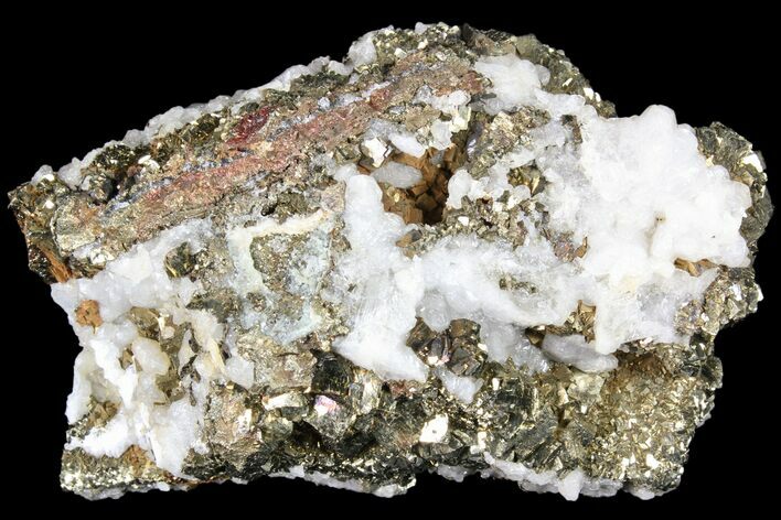 Pyrite On Calcite - El Hammam Mine, Morocco #80740